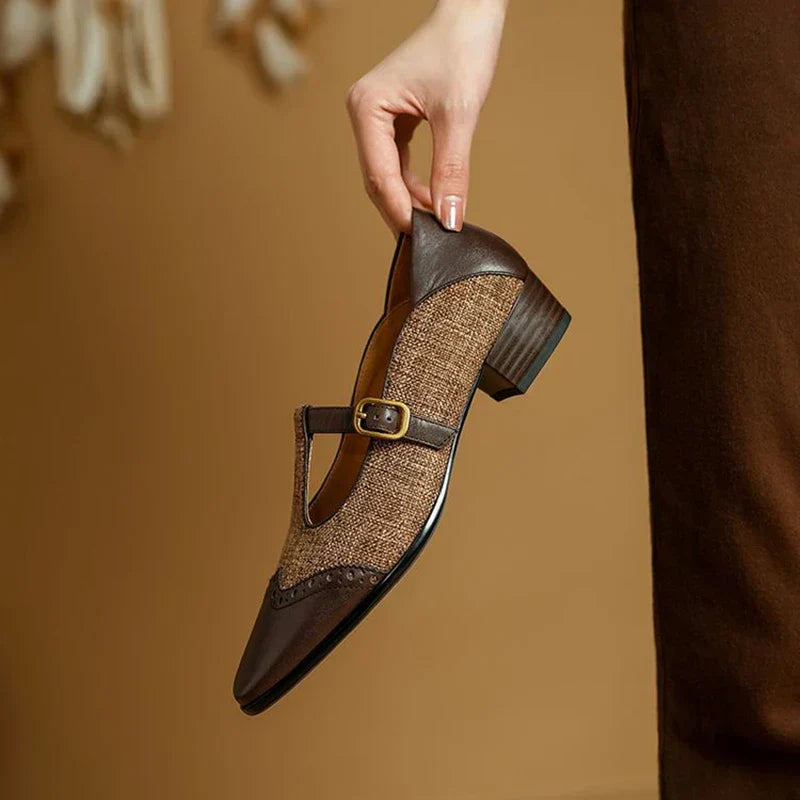 Two-Tone T-Strap Mary Jane Shoes Vintage Low Heel