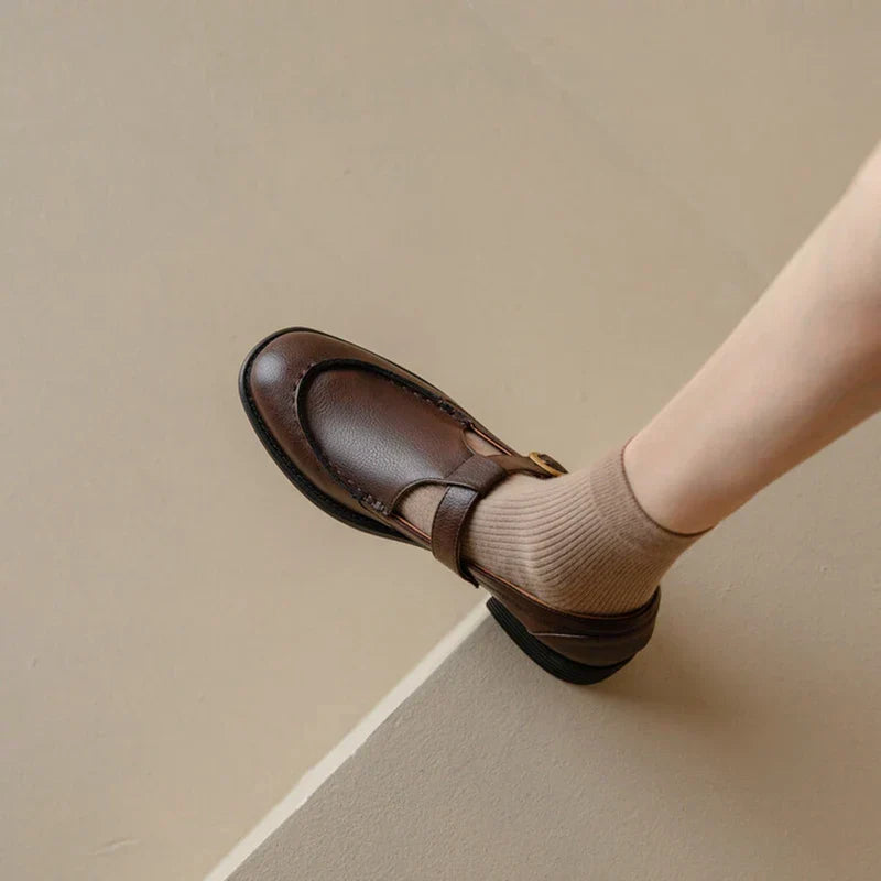Retro T-Strap Mary Jane Shoes Round Toe Low Heel