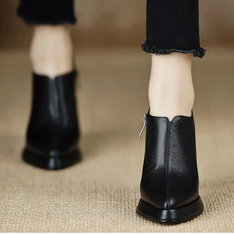 High Heel Pumps Platform Block Heel Side Zipper