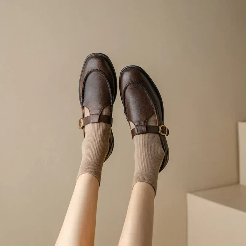 Retro T-Strap Mary Jane Shoes Round Toe Low Heel