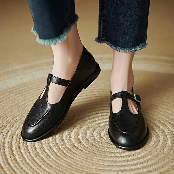 T-Strap Mary Jane Flats Round Toe Low Heel Pumps