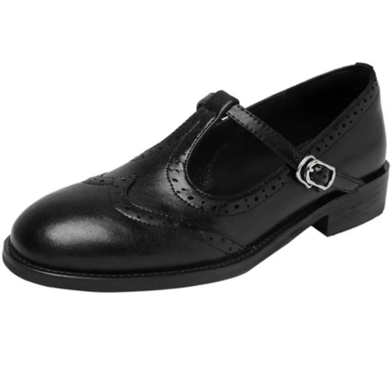 T-Strap Mary Jane Shoes Low Block Heel Buckle