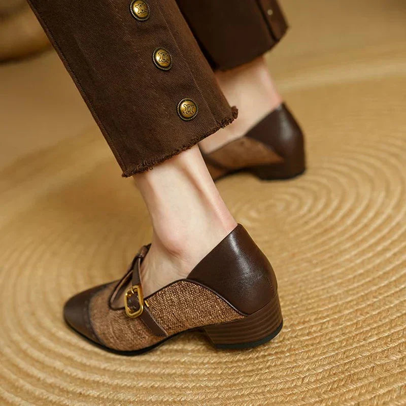 Two-Tone T-Strap Mary Jane Shoes Vintage Low Heel