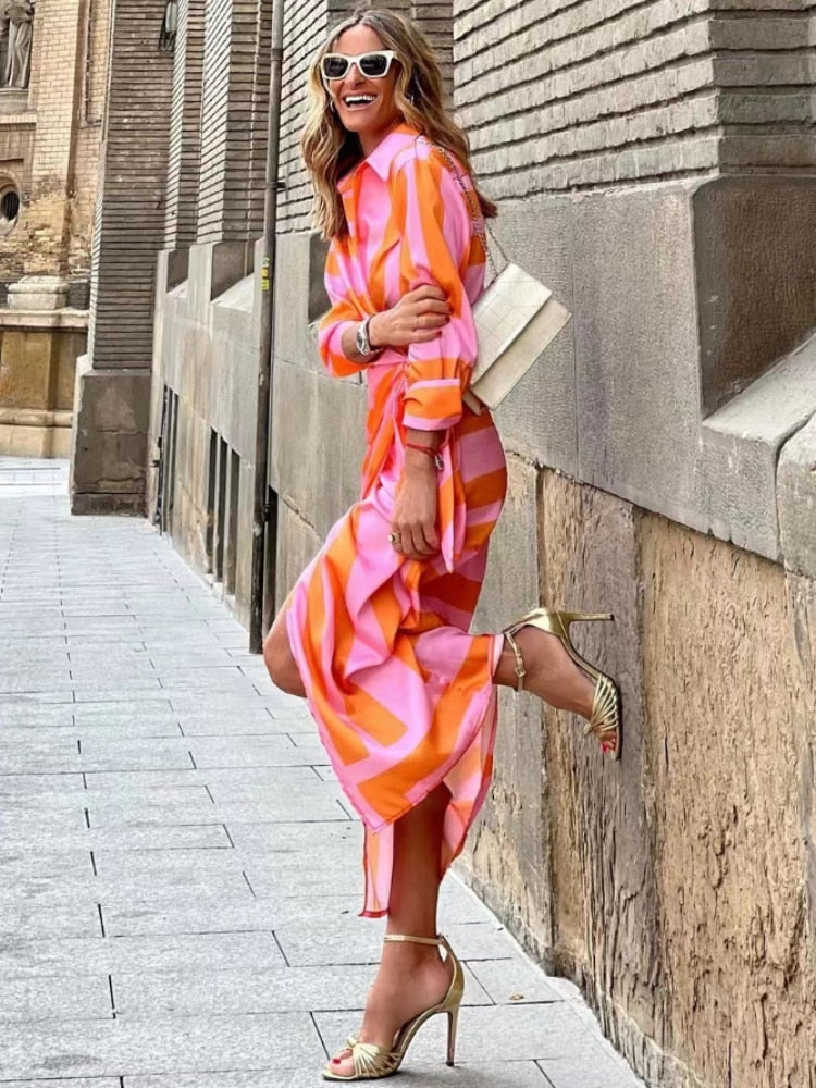 Striped Midi Shirt Dress