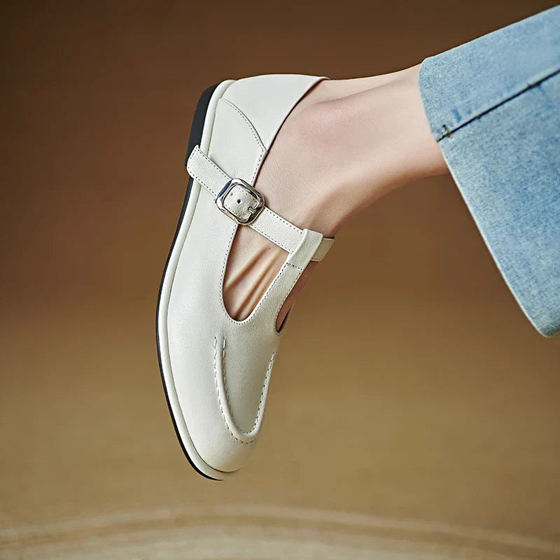 T-Strap Mary Jane Flats Round Toe Low Heel Pumps