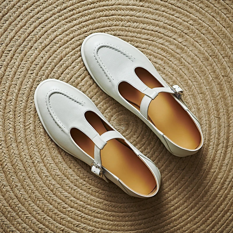 T-Strap Mary Jane Flats Round Toe Low Heel Pumps