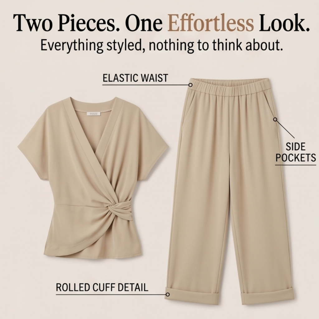 Wrap-Front Two-Piece Set
