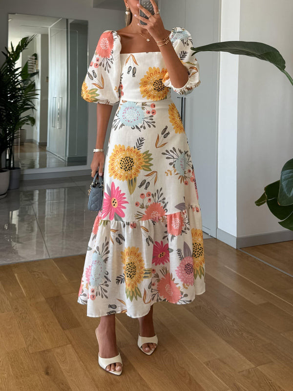 Blooming Elegance Puff Sleeve Dress