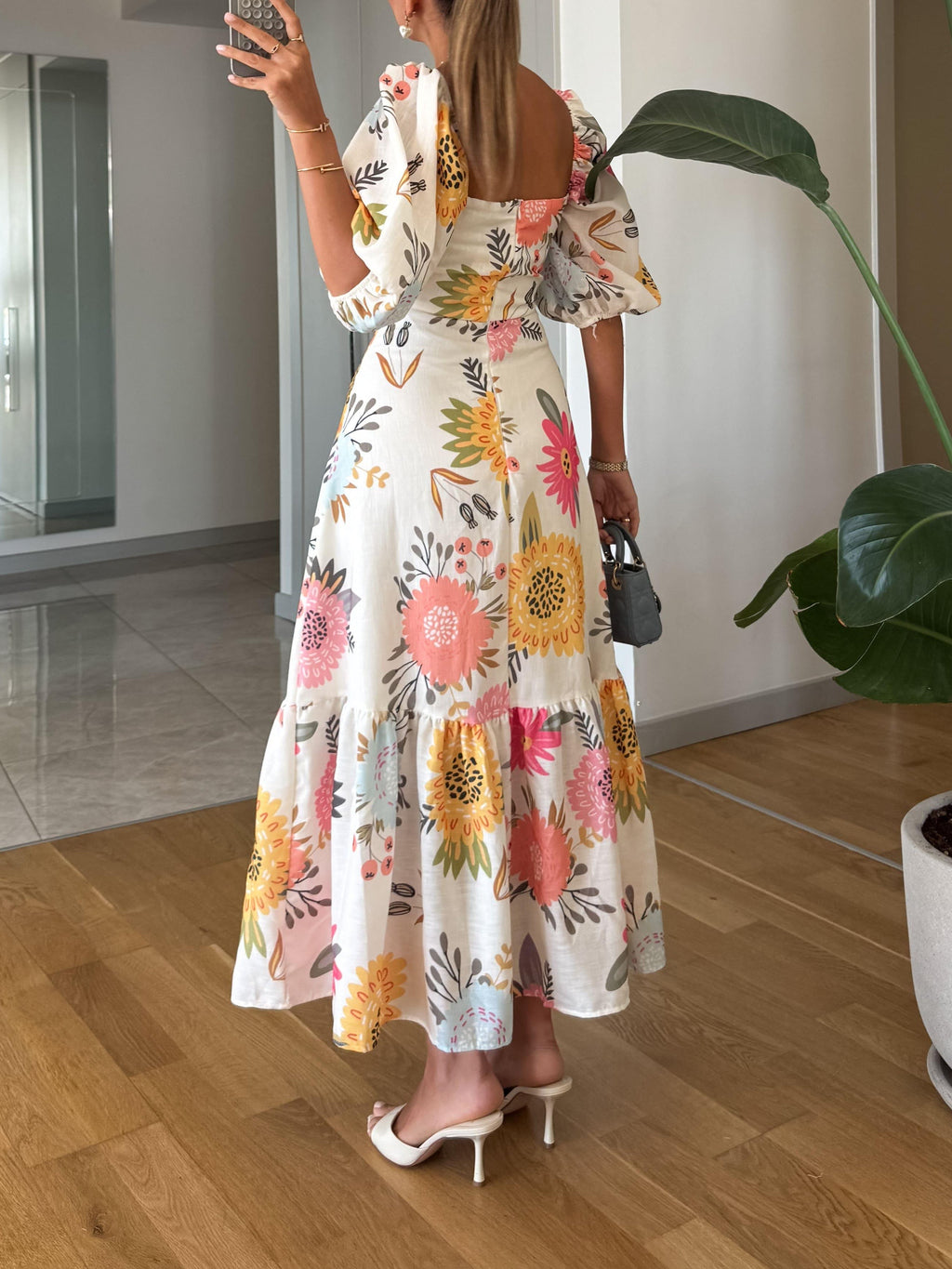 Blooming Elegance Puff Sleeve Dress