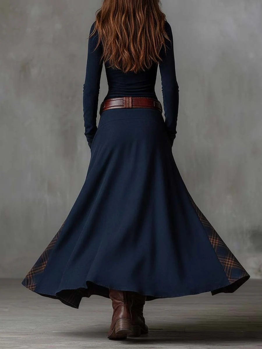 Suede Plaid Maxi Dress