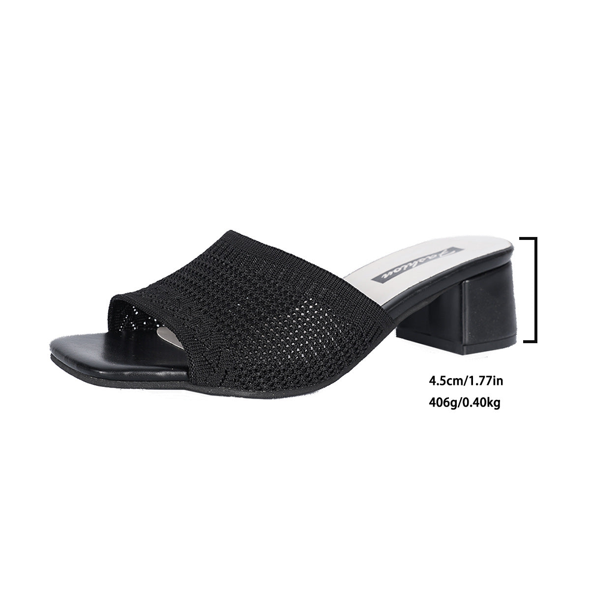 Knit Block Heel Slides Open Toe