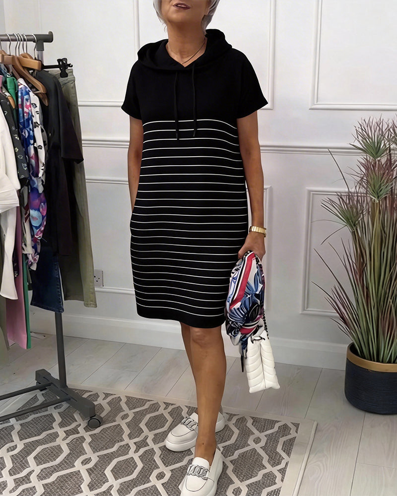 Hooded Striped Dress