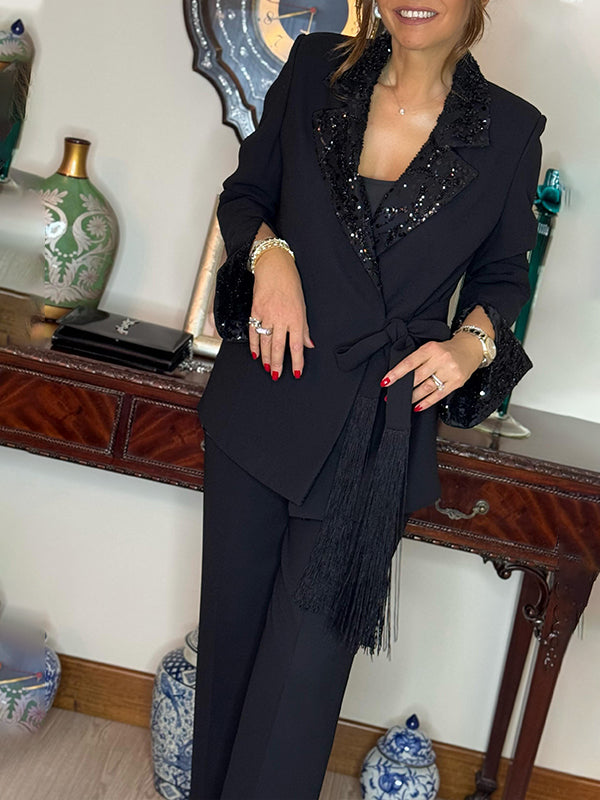Sequin Blazer & Trousers Set