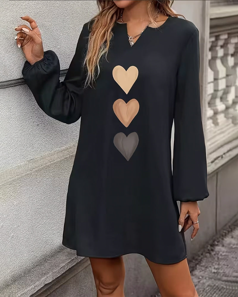 Heart-Print Shift Dress