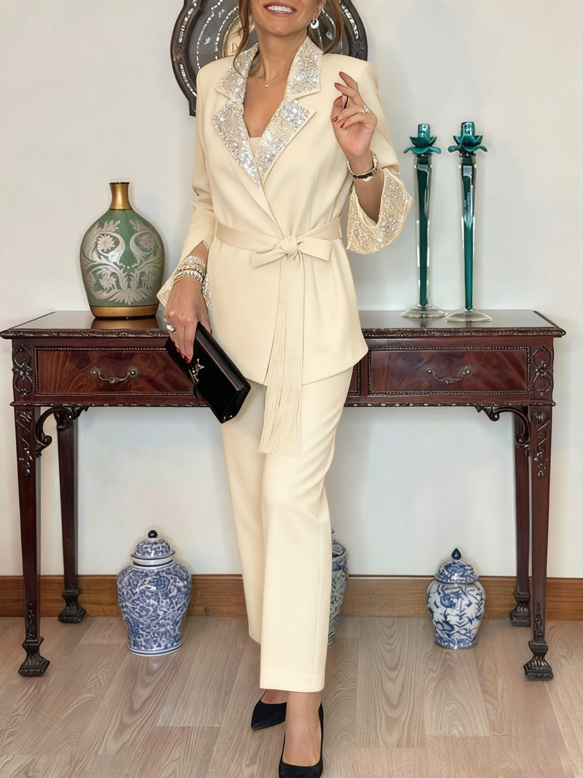 Sequin Blazer & Trousers Set