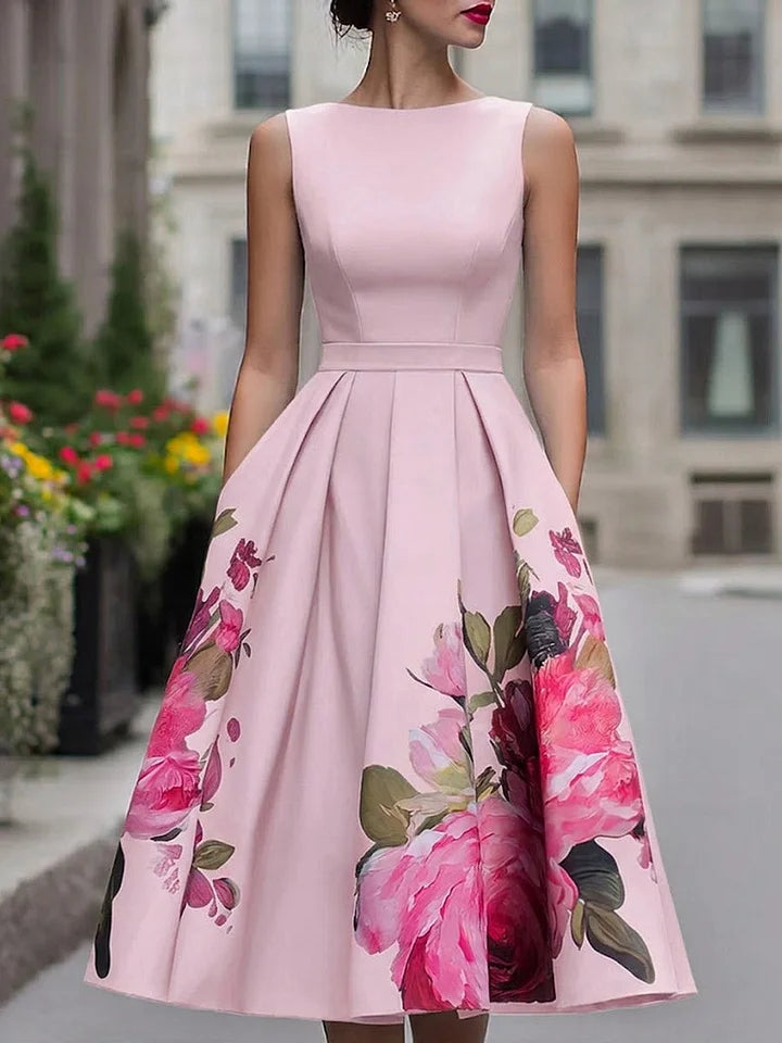 Floral Fit And Flare Dress Elegant Midi