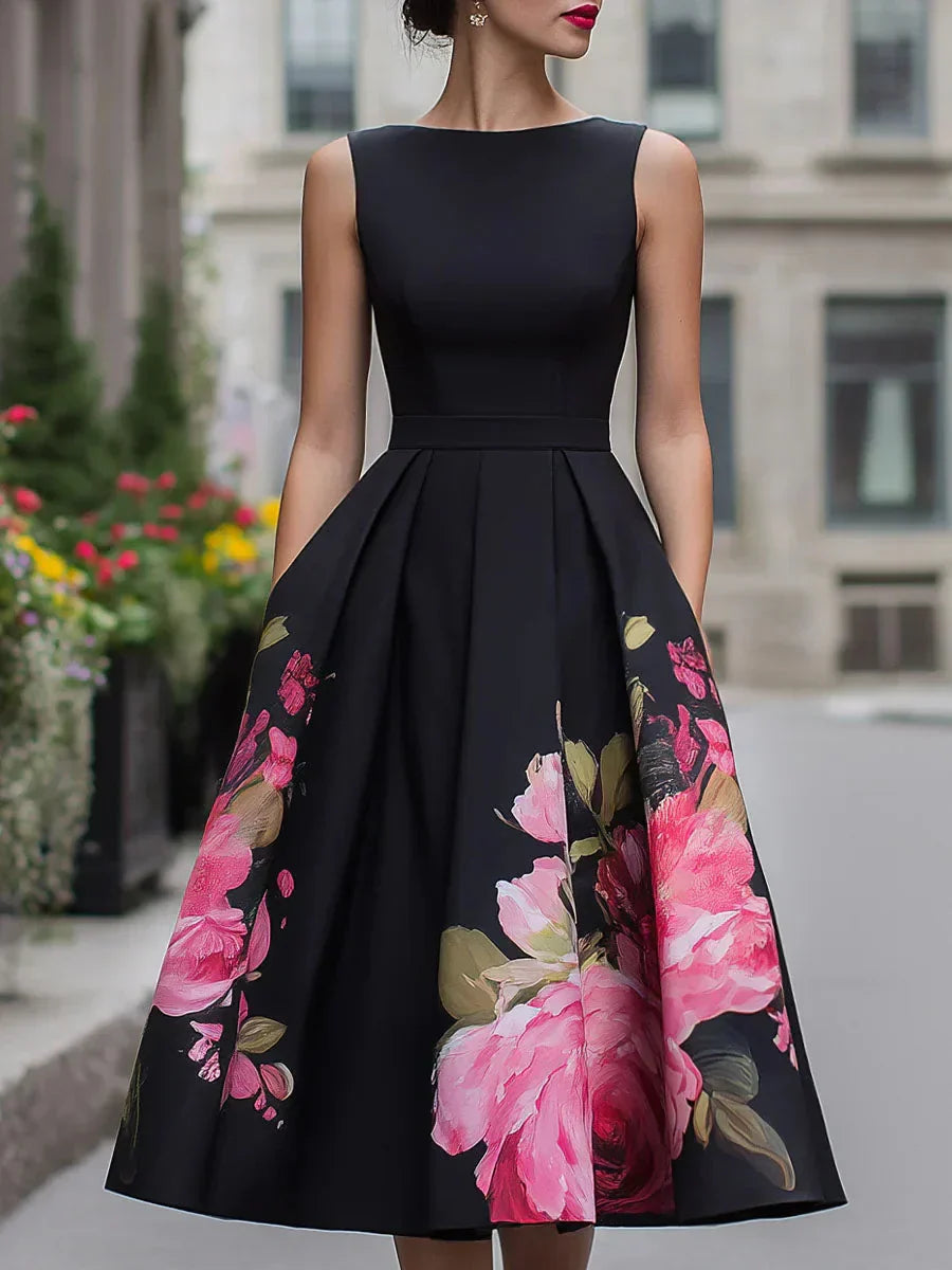 Floral Fit And Flare Dress Elegant Midi