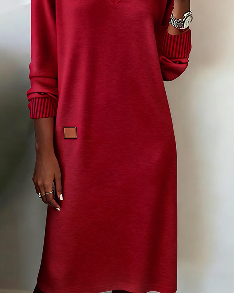 Knitted V-Neck Midi Dress