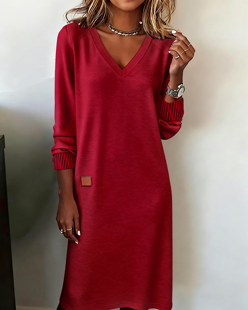 Knitted V-Neck Midi Dress