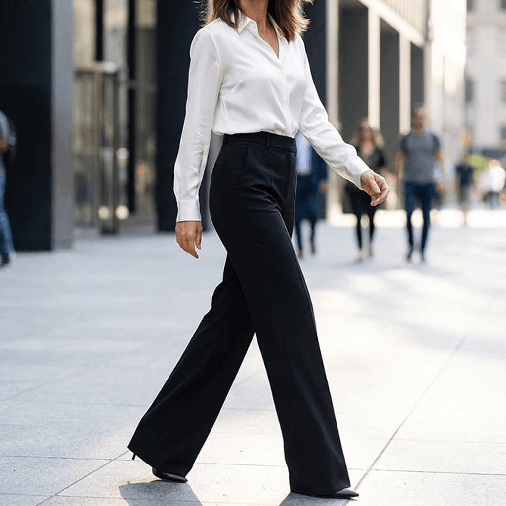 High-Waisted Wide-Leg Suit Trousers