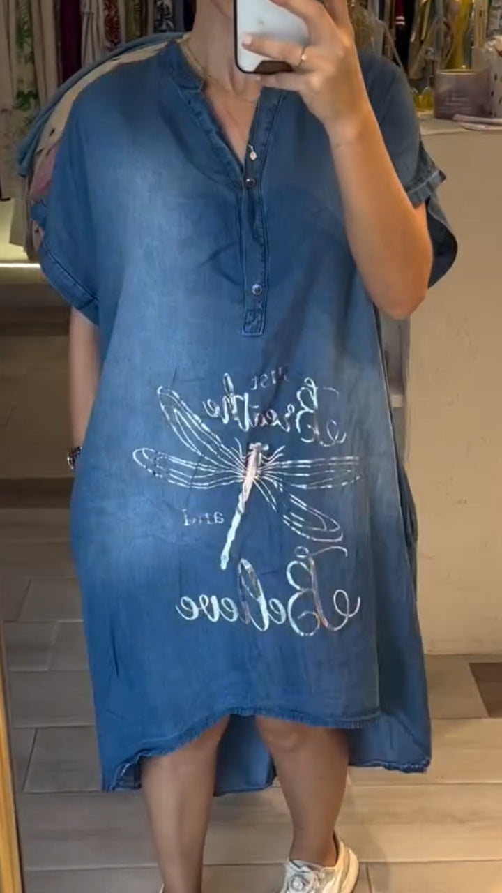 Buttoned Denim Dress