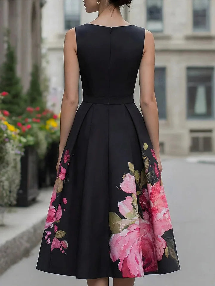 Floral Fit And Flare Dress Elegant Midi
