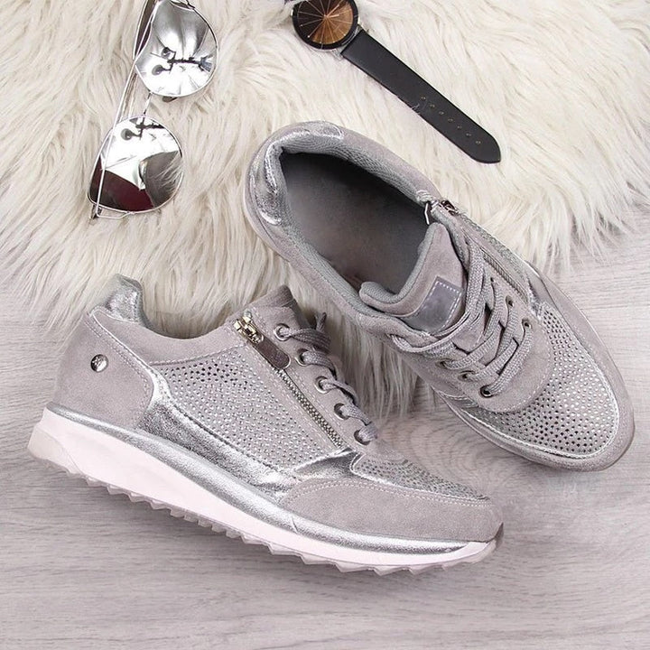 Lace Up Sneakers With Side Zip Casual Fit