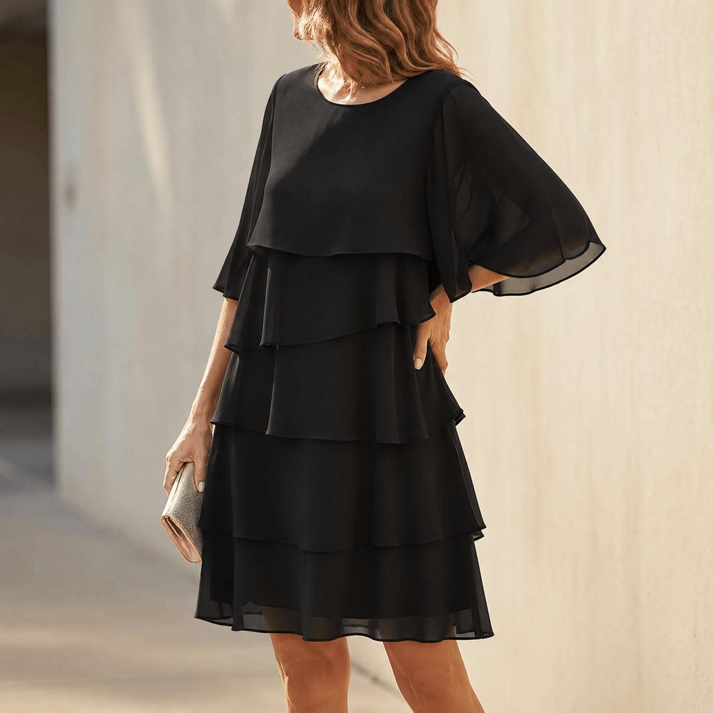 Women's Layered Ruffle Dress Black