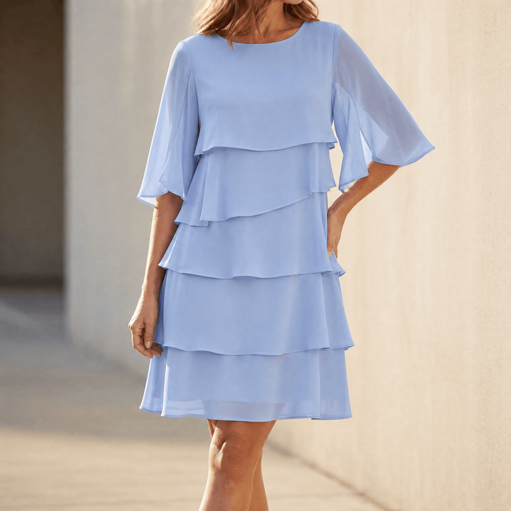 Women's Layered Ruffle Dress Light Blue