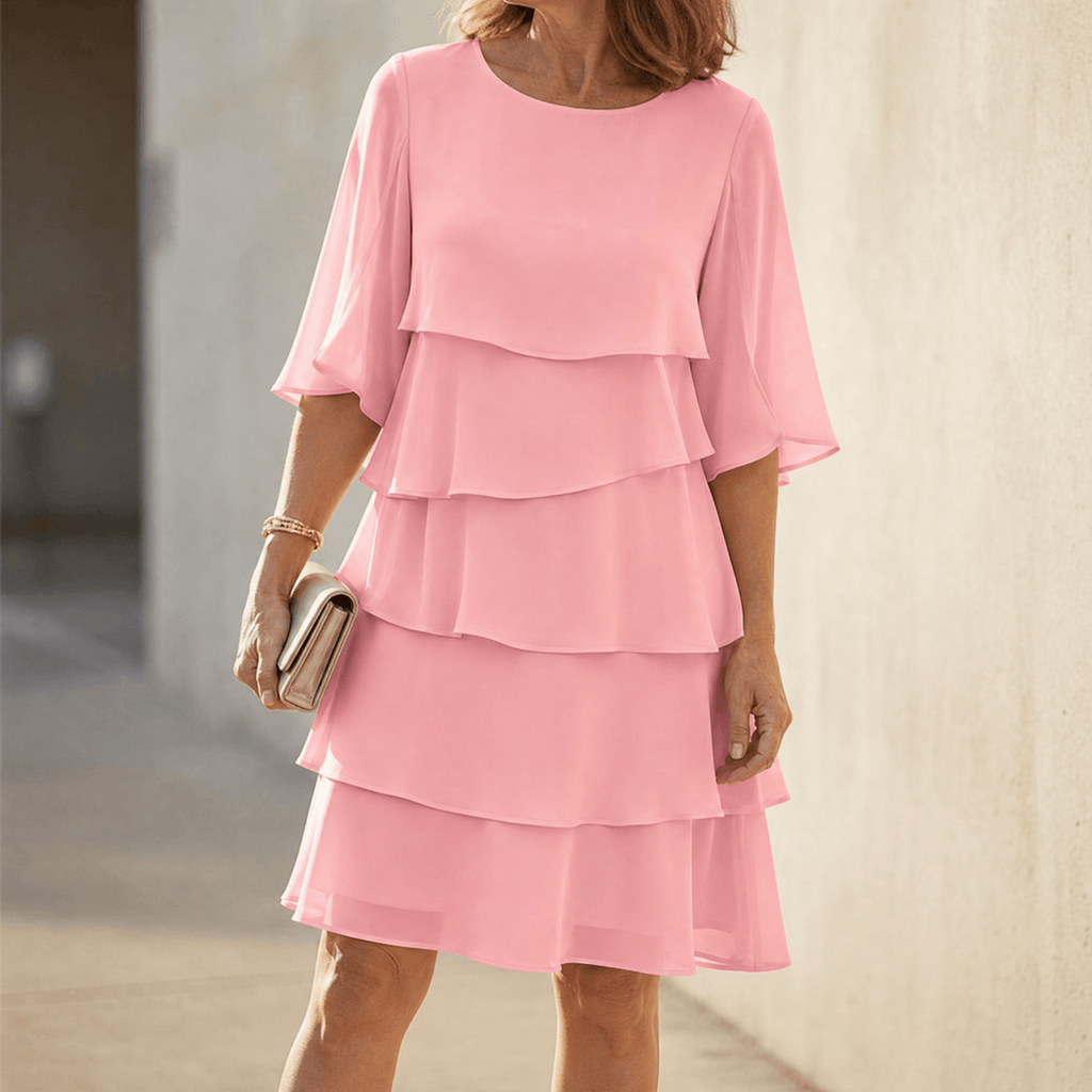 Women's Layered Ruffle Dress Pink