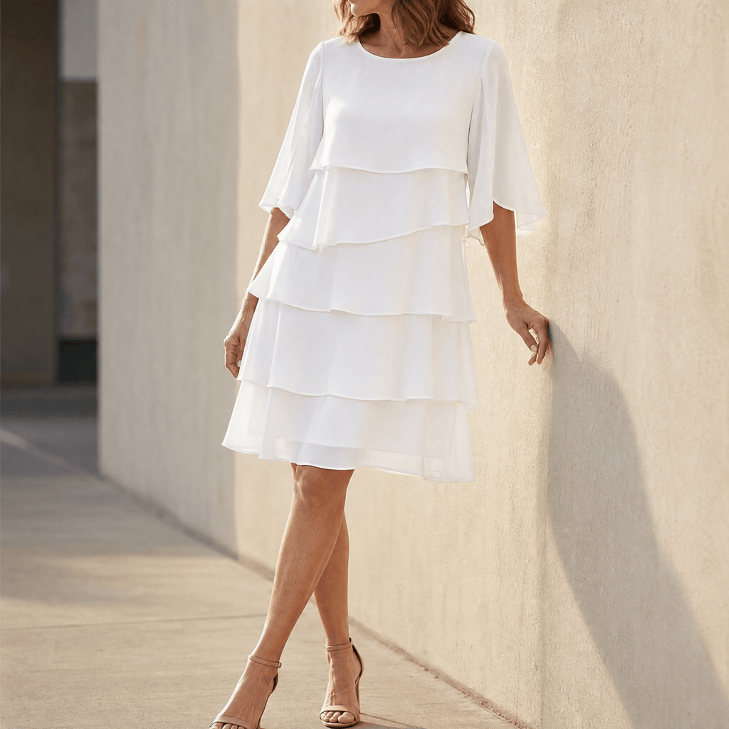 Women's Layered Ruffle Dress White