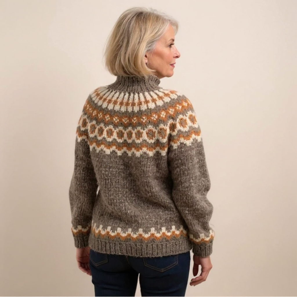 Patterned Yoke Knit Sweater