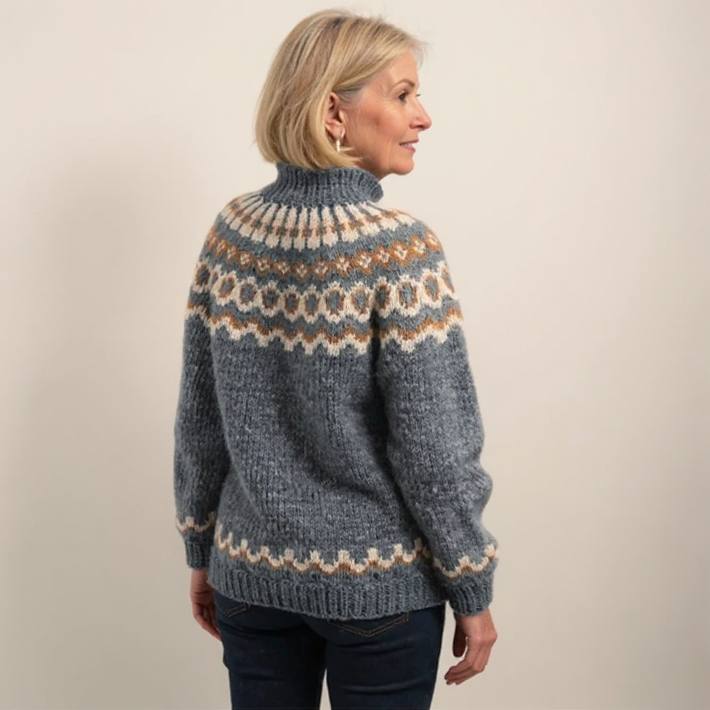 Patterned Yoke Knit Sweater