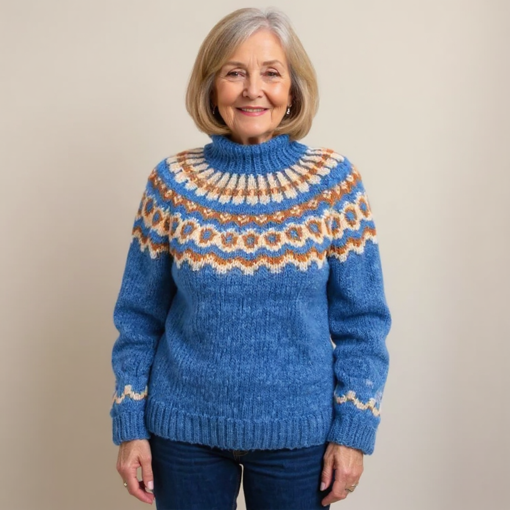 Patterned Yoke Knit Sweater