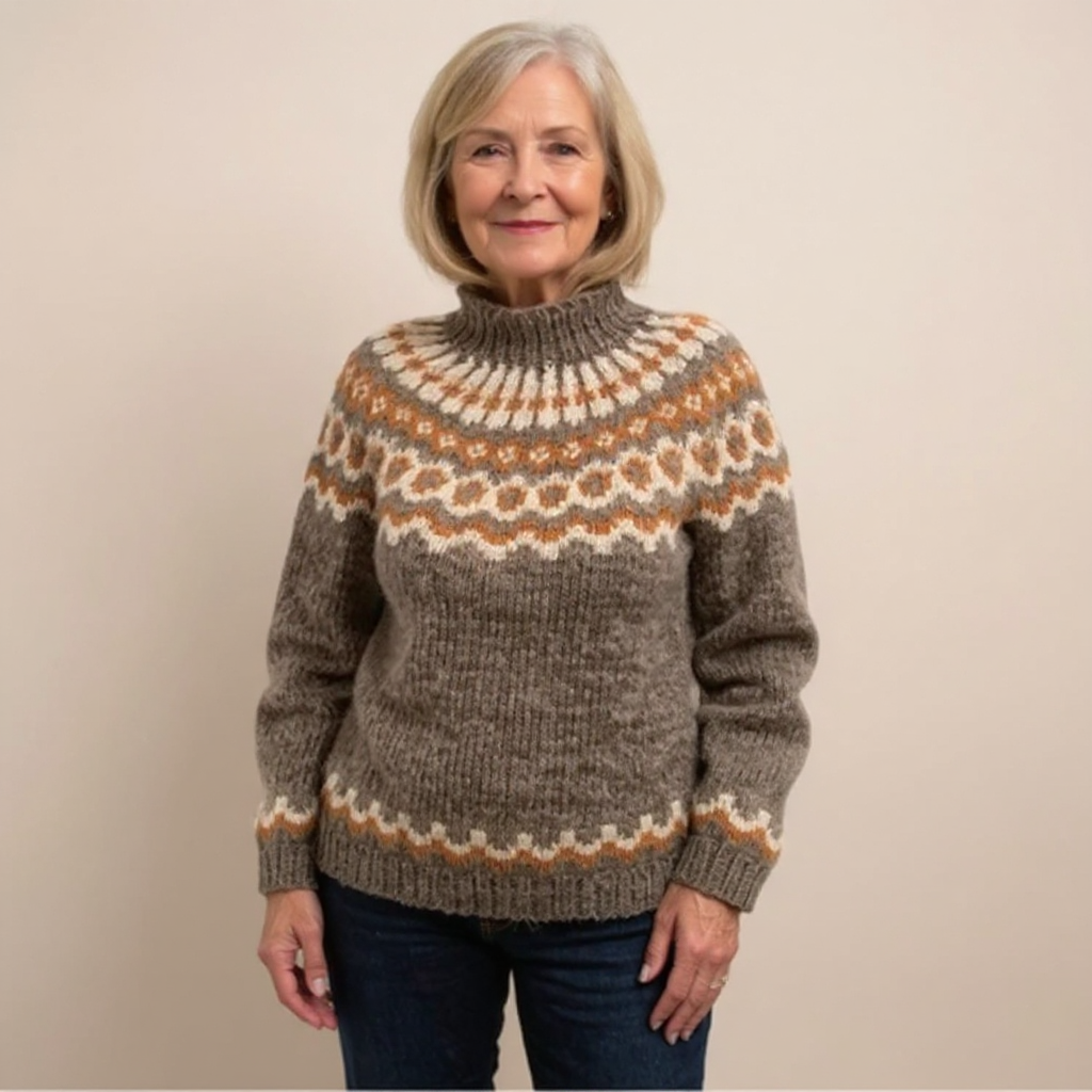 Patterned Yoke Knit Sweater
