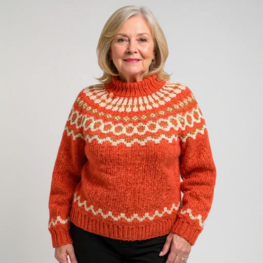 Patterned Yoke Knit Sweater