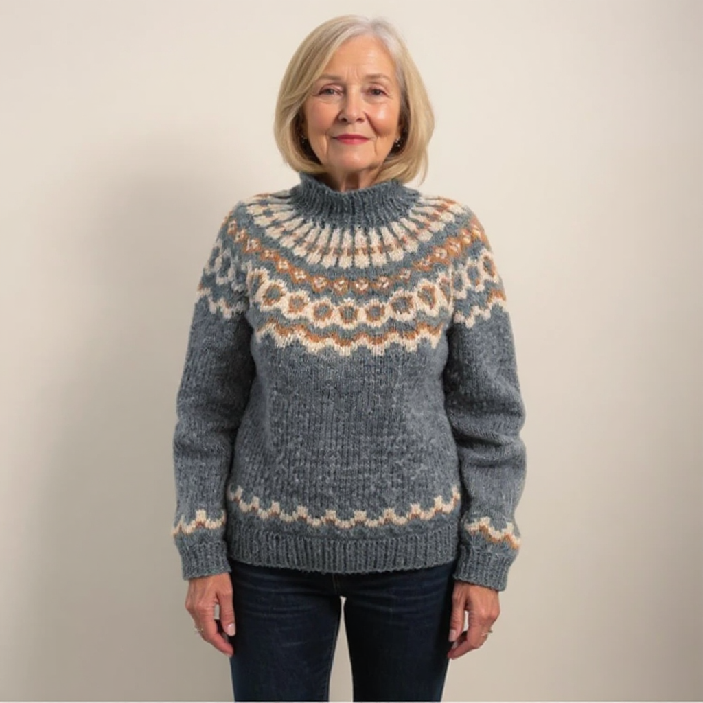 Patterned Yoke Knit Sweater