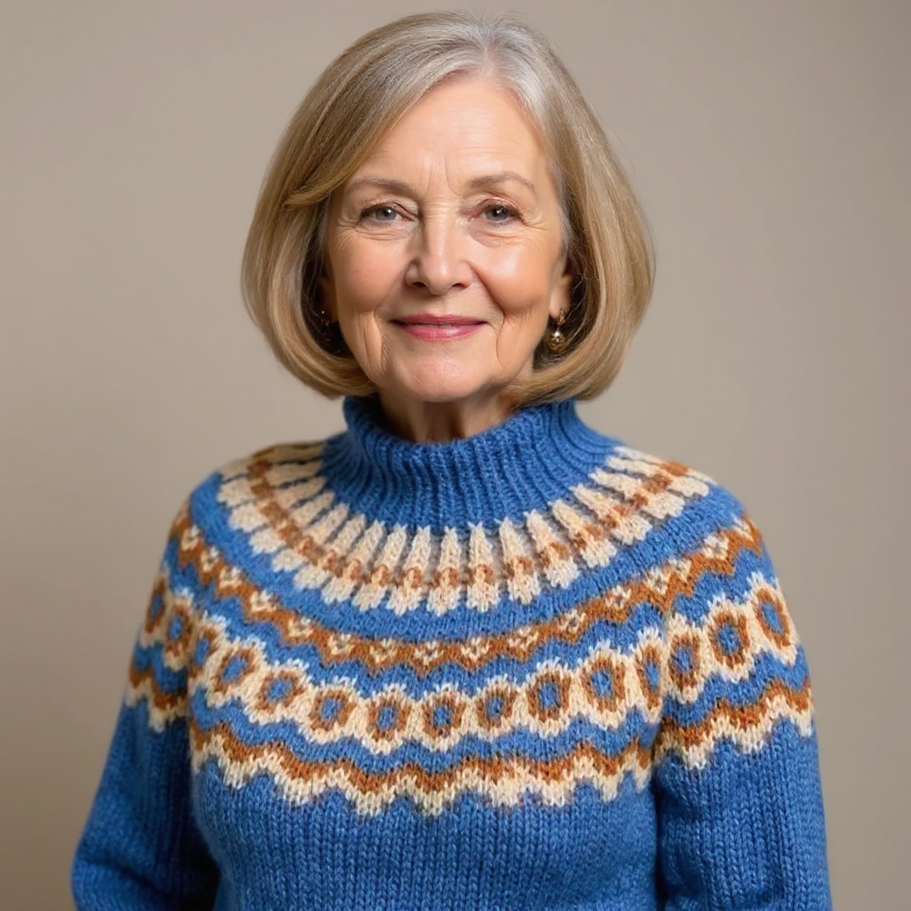 Patterned Yoke Knit Sweater