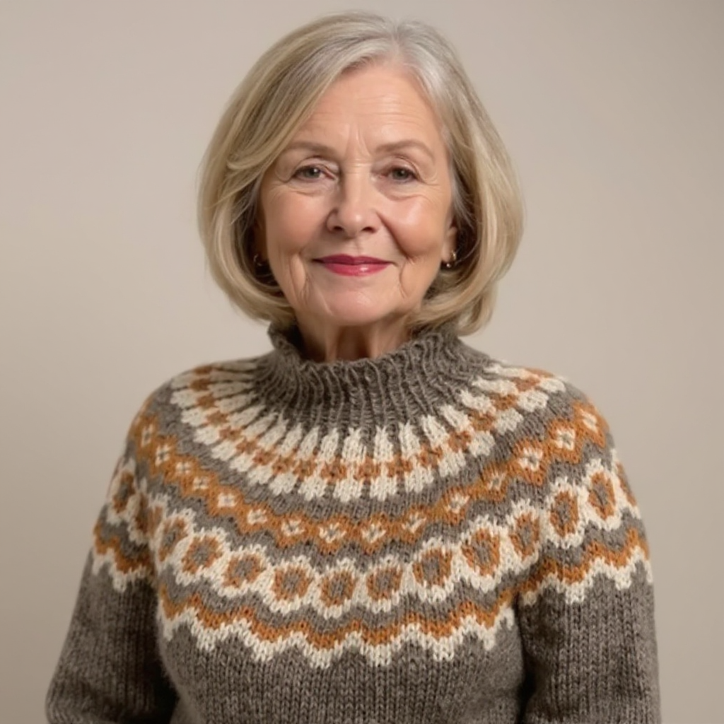 Patterned Yoke Knit Sweater