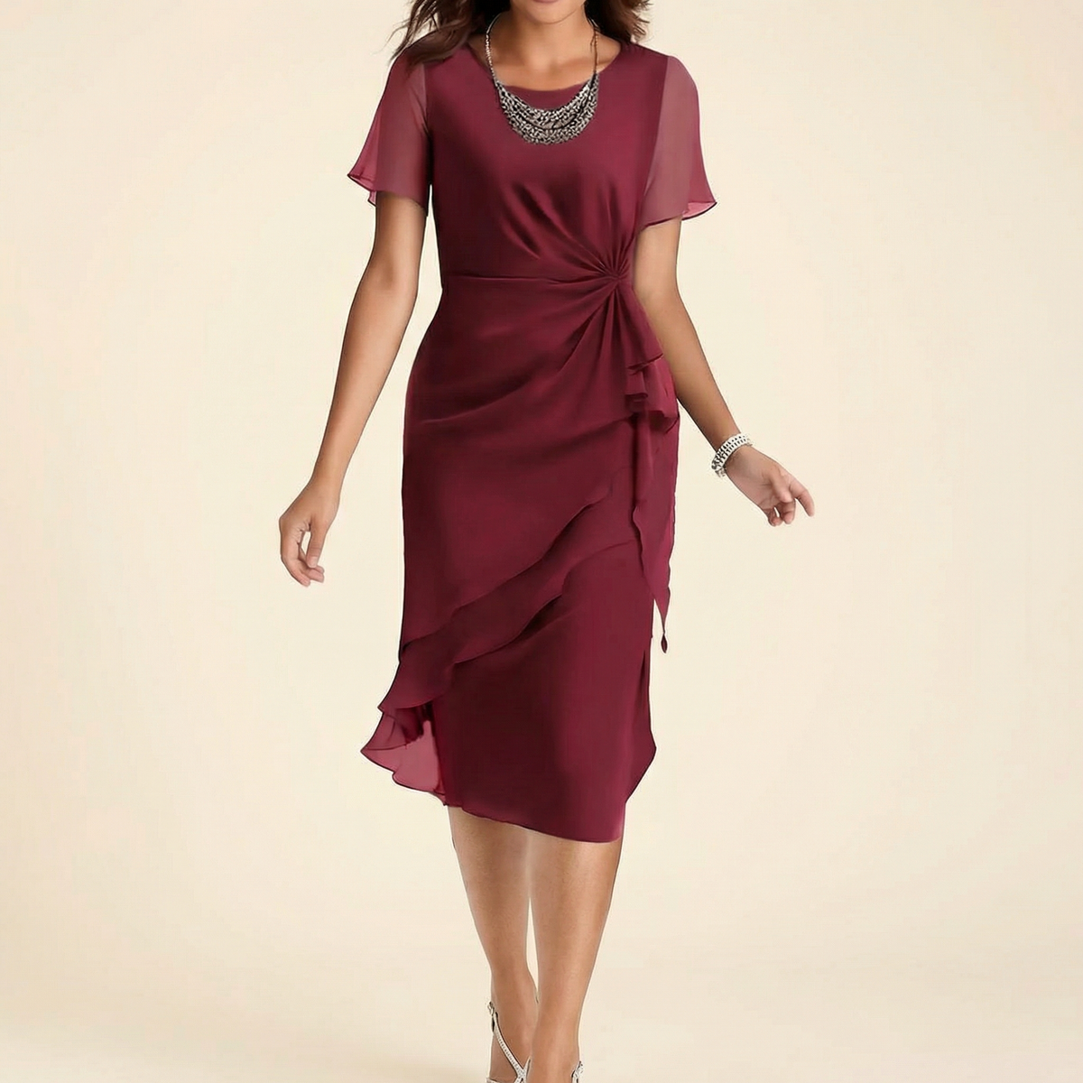 Gathered Twist-Waist Dress