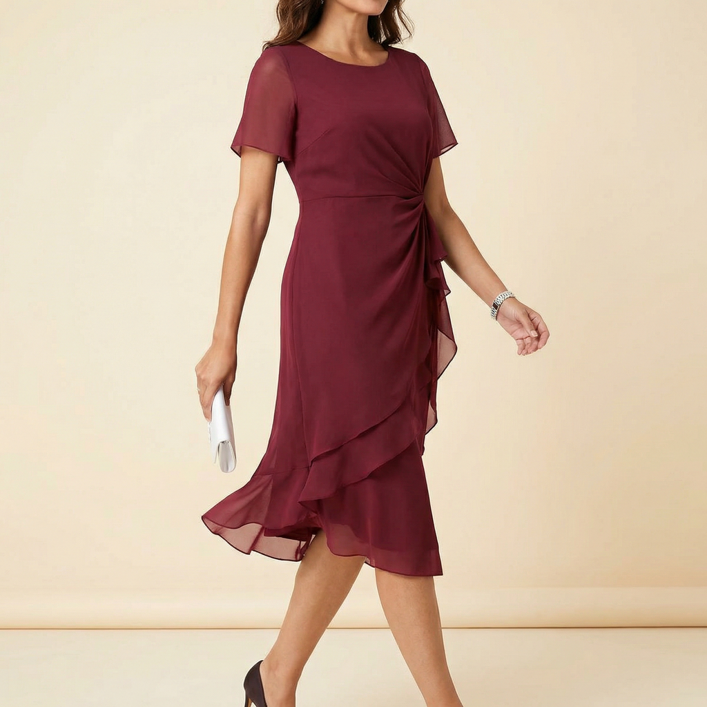 Gathered Twist-Waist Dress