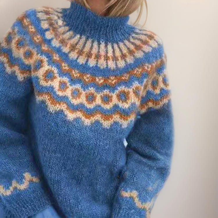 Patterned Yoke Knit Sweater