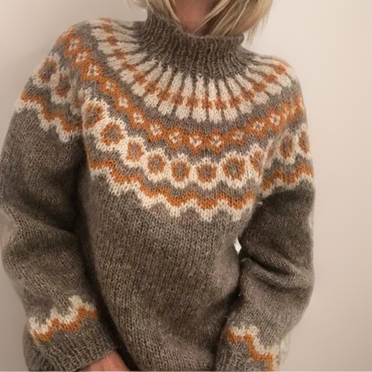 Patterned Yoke Knit Sweater