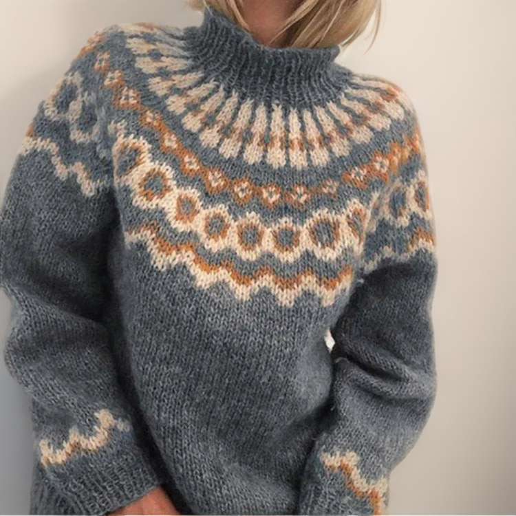 Patterned Yoke Knit Sweater