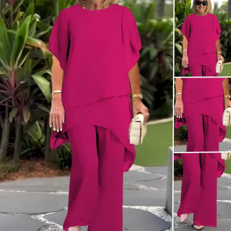 Draped Wide-Leg Trouser Set