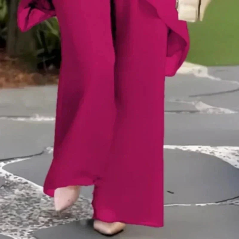 Draped Wide-Leg Trouser Set