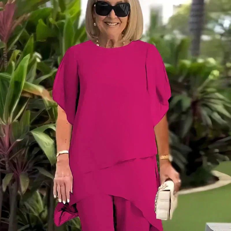 Draped Wide-Leg Trouser Set