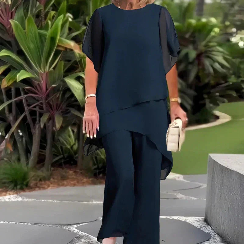 Draped Wide-Leg Trouser Set