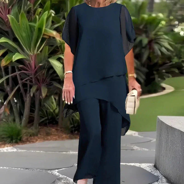 Draped Wide-Leg Trouser Set