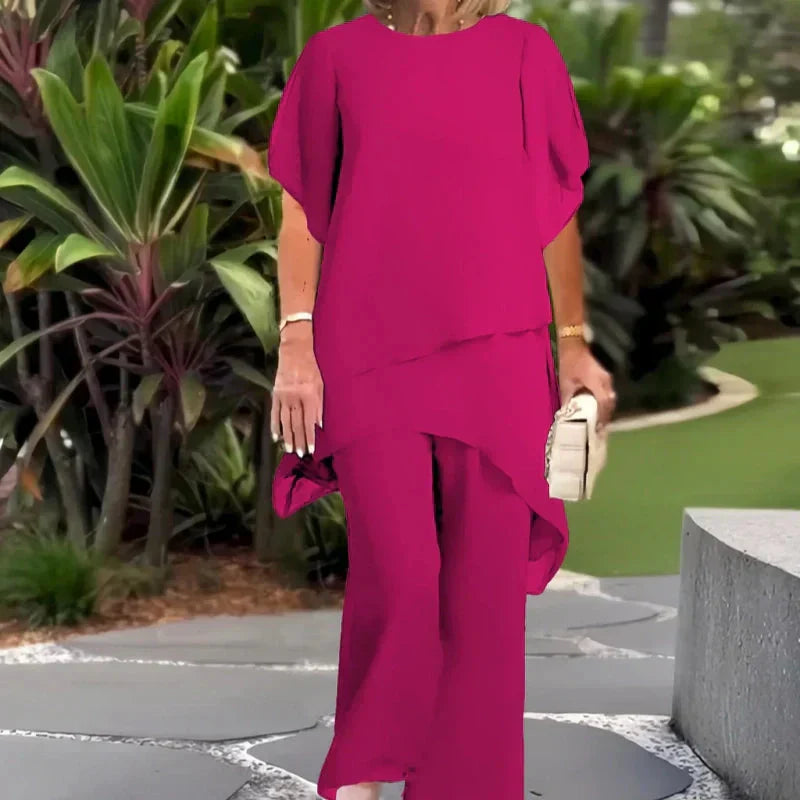 Draped Wide-Leg Trouser Set
